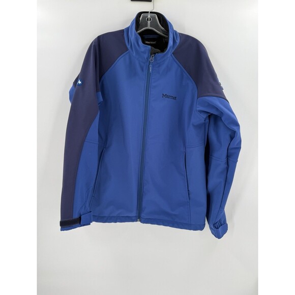 MARMOT Gravity Jacket Men's LARGE Blue Softshell Fleece Lined Full Zip Nylon EUC - Picture 7 of 15